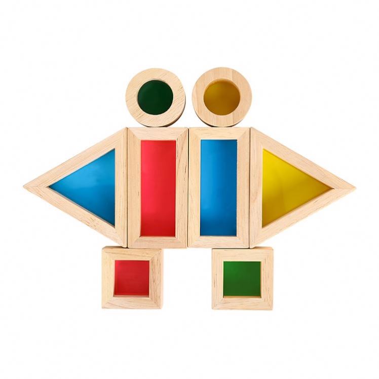 2024 New Kids Wooden Montessori Toys Sensory Rainbow Stacking Acrylic Building Blocks Set