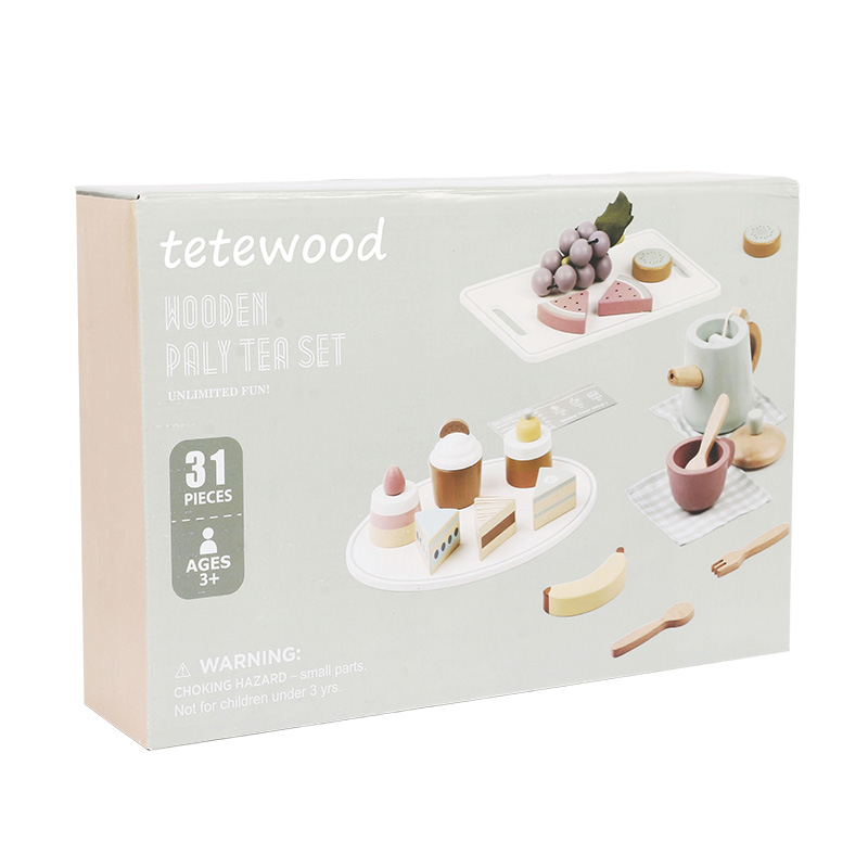 Eco-friendly Wood Toy Tea Set for Kids Elegant Pretend Play Tea Time Accessories for Imaginative Role Play Perfect Birthday Gift