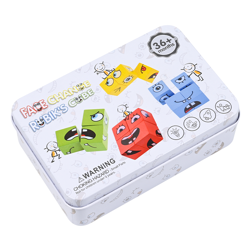 Montessori Wooden Kids Games Children's Face Changing Cube Pairing Puzzle Education Table Parent-child Battle Game Toy for Girls