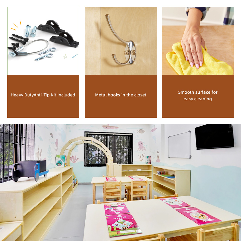 Montessori Soli Wooden Kitchen for Day Care Toddler Cooking Role Play Furniture Set for Kindergarten Nursery Preschool Custom