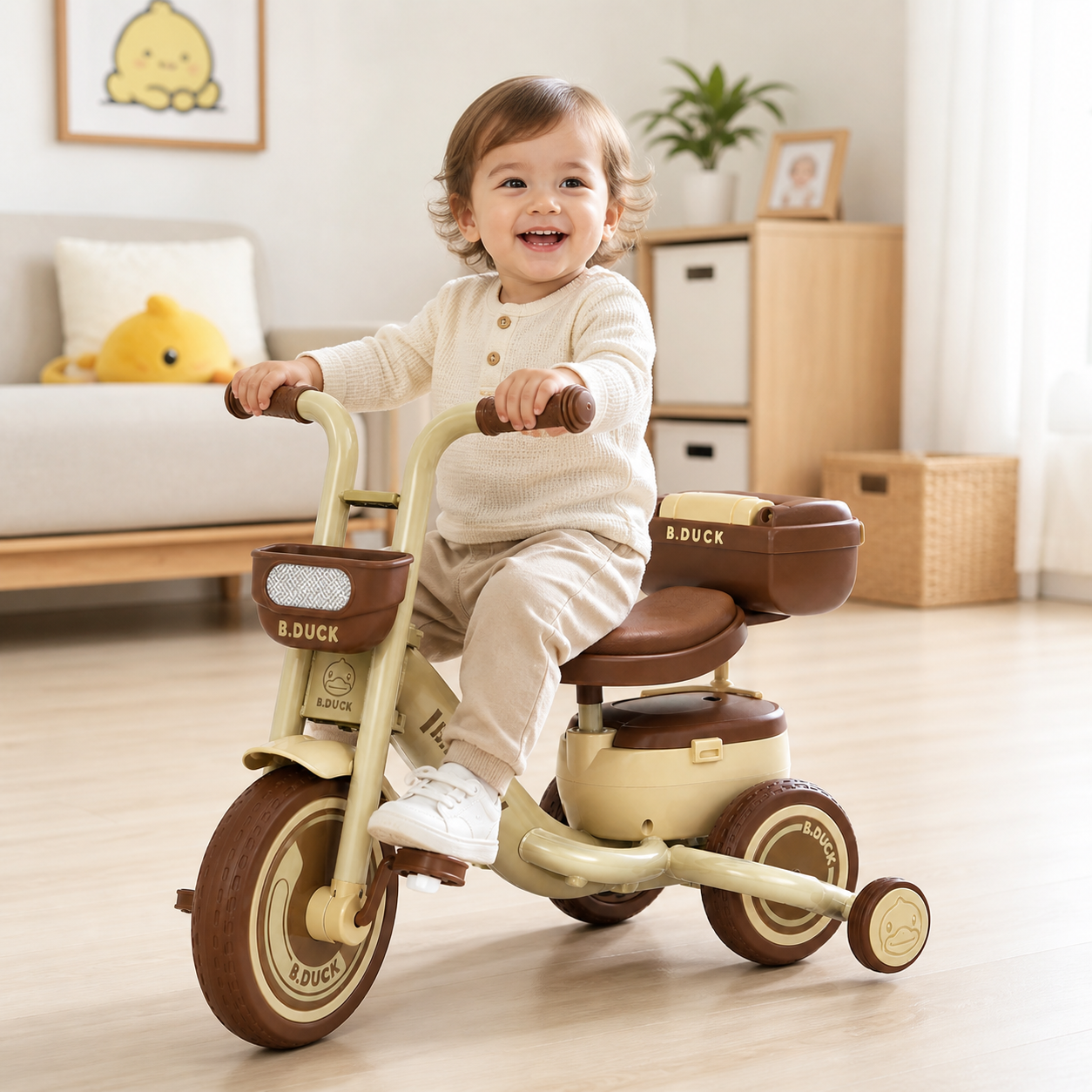 Luddy Baby Balance Bike With Hidden Toy Storage Trunk, 4-Wheel Toddler Push Walker Sliding Car For 1.5-3 Years Old Boys &amp; Girls