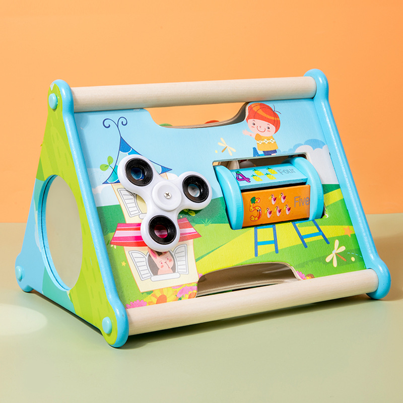 HURREE Hot Selling Wooden Educational Math Toys Preschool Kindergarten Children's Logic Thinking Montessori Building Blocks Box