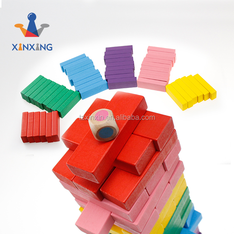 Mini Color Wooden Stacking Board Games Building Blocks for Kids Timber Tower Block Set Detail 5