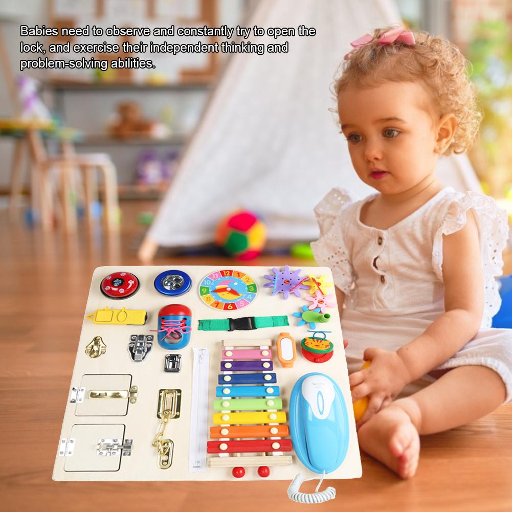 Factory Supply Montessori Earlier Education Wooden Toys Handmade Learning Busy Board for Kids