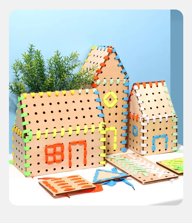 Wooden Fine Motor Skill Lacing Toddler Play Educational Toy