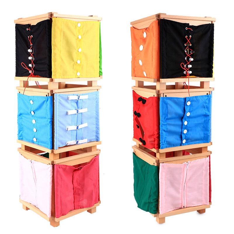 Montessori Wooden Dress Learning Boards Educational Learning Tools Intelligent Development Toy Shoe Lacing Dressing Frame