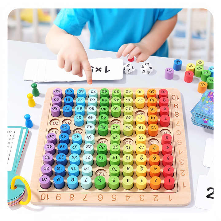 Wholesale Customizable Wooden Multiplication Board Game Children's Arithmetic Learning Math Toy