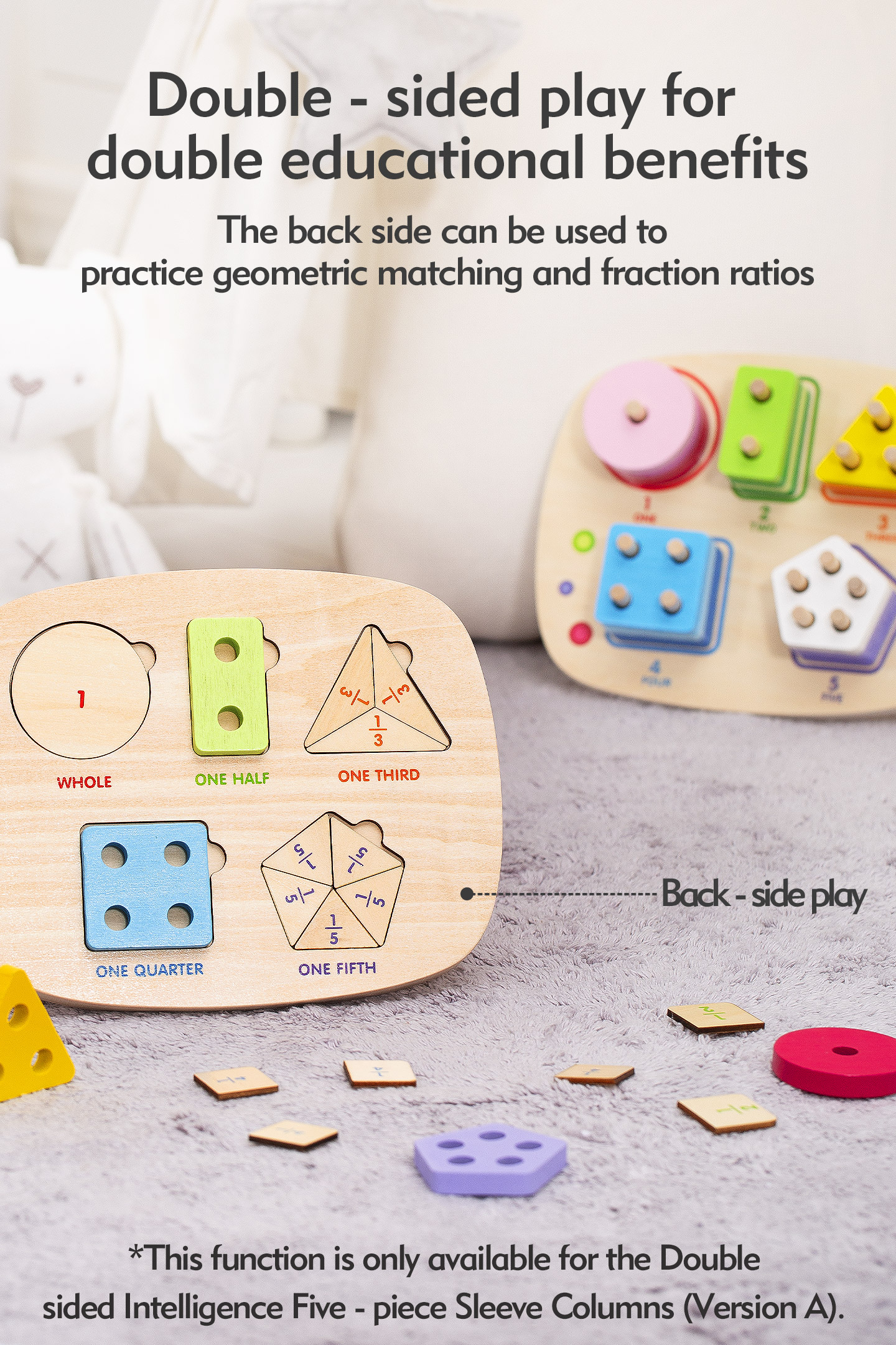 Montessori Wooden Sensory Toys for Kids 1-2 Years Educational Gear Shape Sorting Stacker