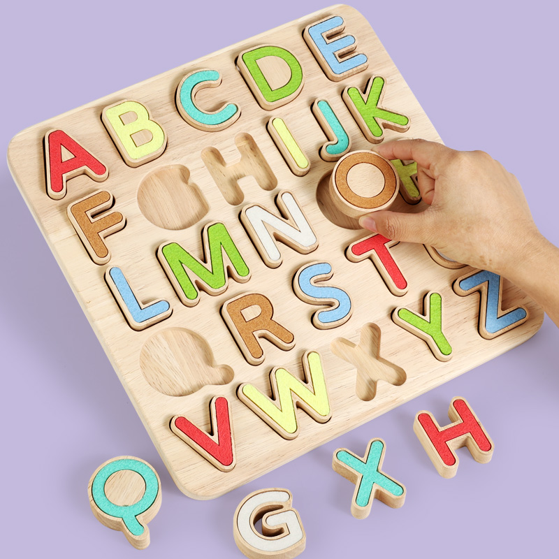 Gemma Toys Wooden Alphabet Number 3D Learning Puzzle DIY Montessori Educational Activity Boards Games Toys for Kids Ages 0-13