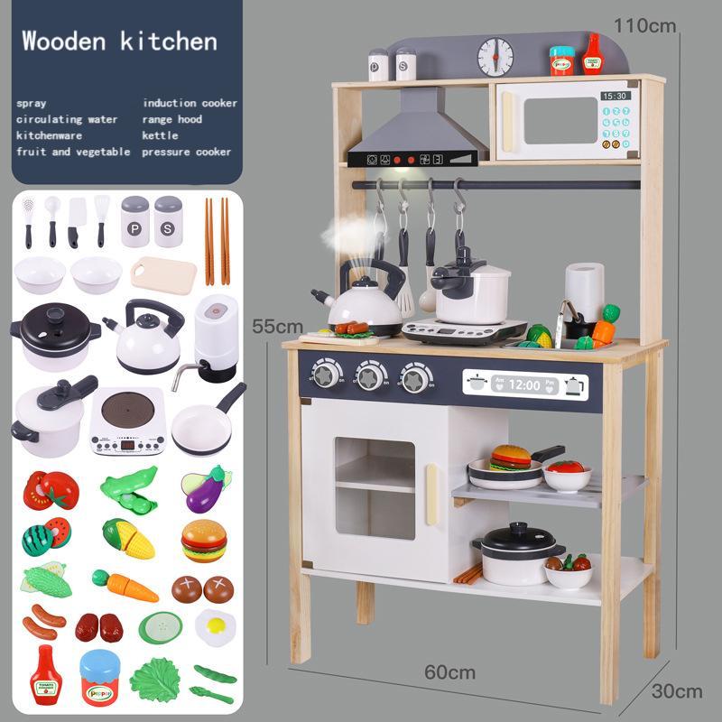 Children's Educational Mini Wood Kitchenware Set Home Cooking Simulation Play Kitchen Toy Set