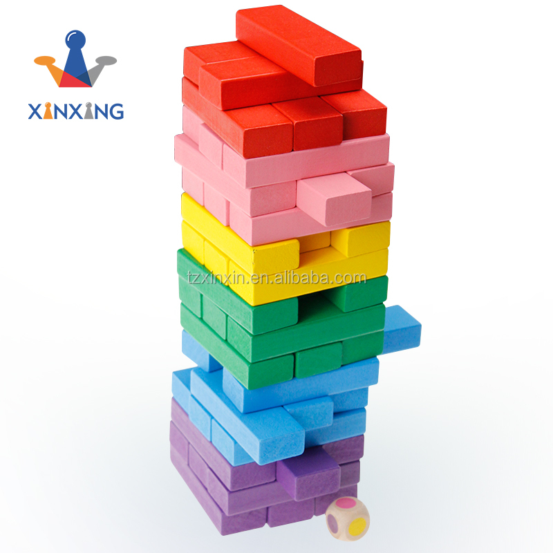 Mini Color Wooden Stacking Board Games Building Blocks for Kids Timber Tower Block Set Detail 2