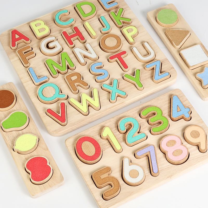 Gemma Toys Wooden Alphabet Number 3D Learning Puzzle DIY Montessori Educational Activity Boards Games Toys for Kids Ages 0-13