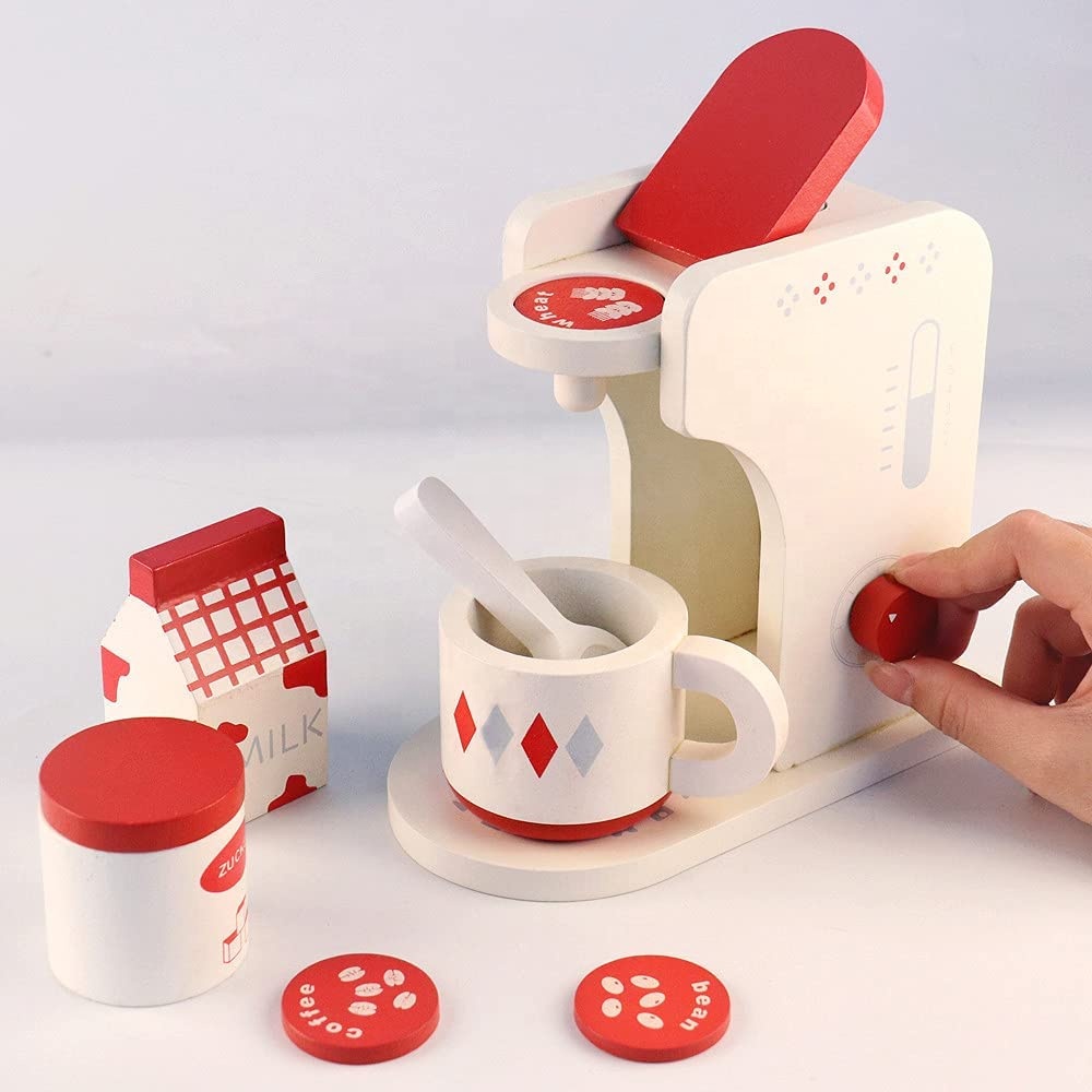 Children's Pretend Play Wooden Coffee Machine Toy Set for Kitchen Accessories &amp; Games Premium Quality Promotional Toy