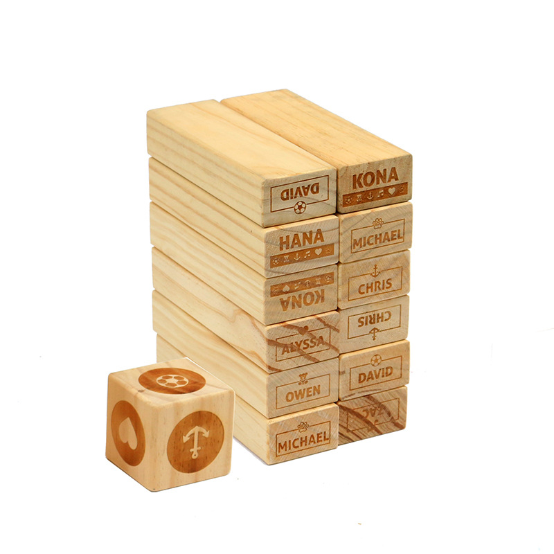 Factory Quality Customizable Packaged Wooden Stacking Tumbling Tower Building Blocks Game Board Puzzle Natural Color Party