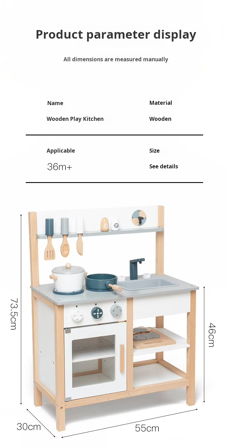 New Arrival Wooden Kids Artificial Mini Kitchen Baby Play House Simulation Cooking Suit Toy