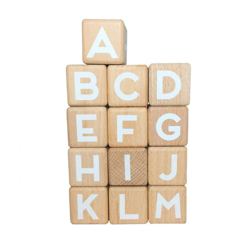 Nautical Style Wooden Building Blocks Toddlers Pine Wood Alphabet Number Stack Toys Polished Kids Souvenir Model Letters Cube