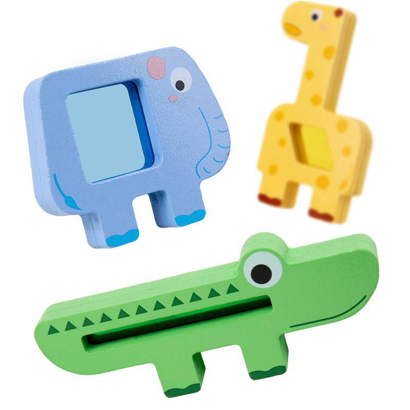 Children's Education Wooden Early Education Animal Car Pile Building Blocks Concentrated Training Transparent Building