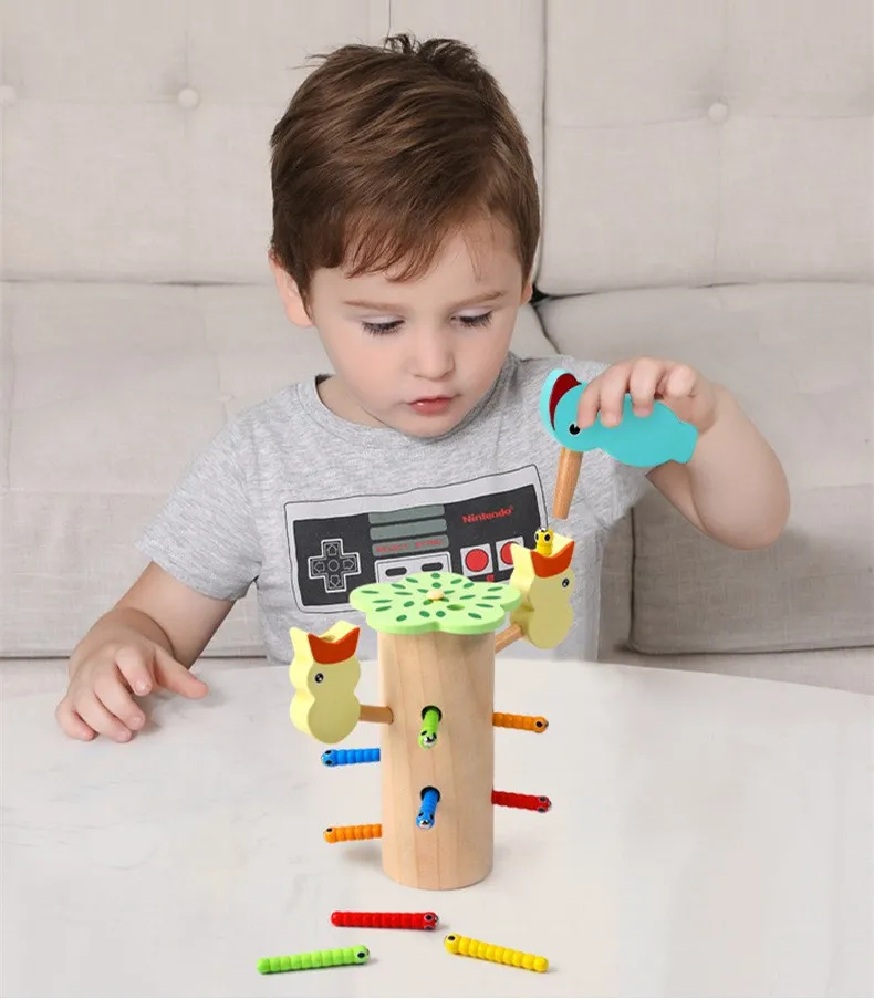 Wooden Threading Beads Toy Set Educational Kids Puzzle for Fine Motor Skills Montessori Learning Toy for Toddlers Eco-Friendly Wood Toy