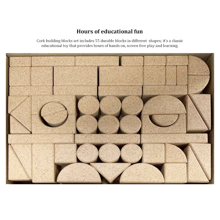 Promotional Toys Christmas Building Blocks Kids Natural Construct Toy Cork Stacking Building Block Sets