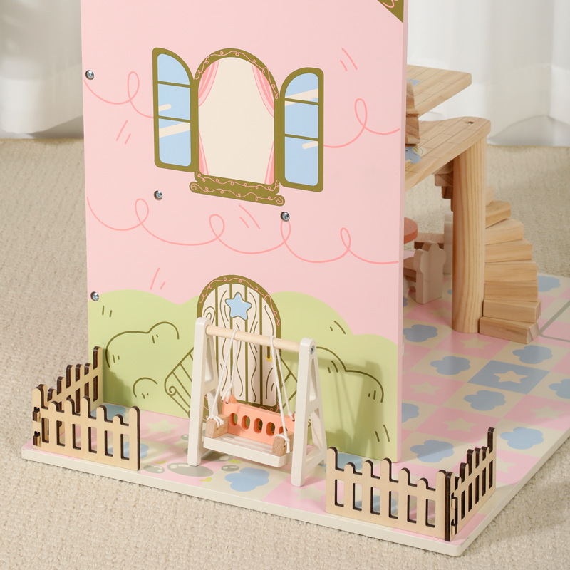 Childrens Wooden Bedroom Furniture Baby Role-Play Tabletop Simulated Princess for Villa Playset Toy for 0-24 Months