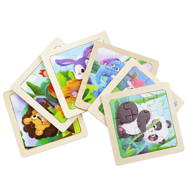 New Product Nine Small Wooden Puzzles Learning Toys Educational Learning Beech Wood Puzzle Boards Toy for Kids Boys &amp; Girls