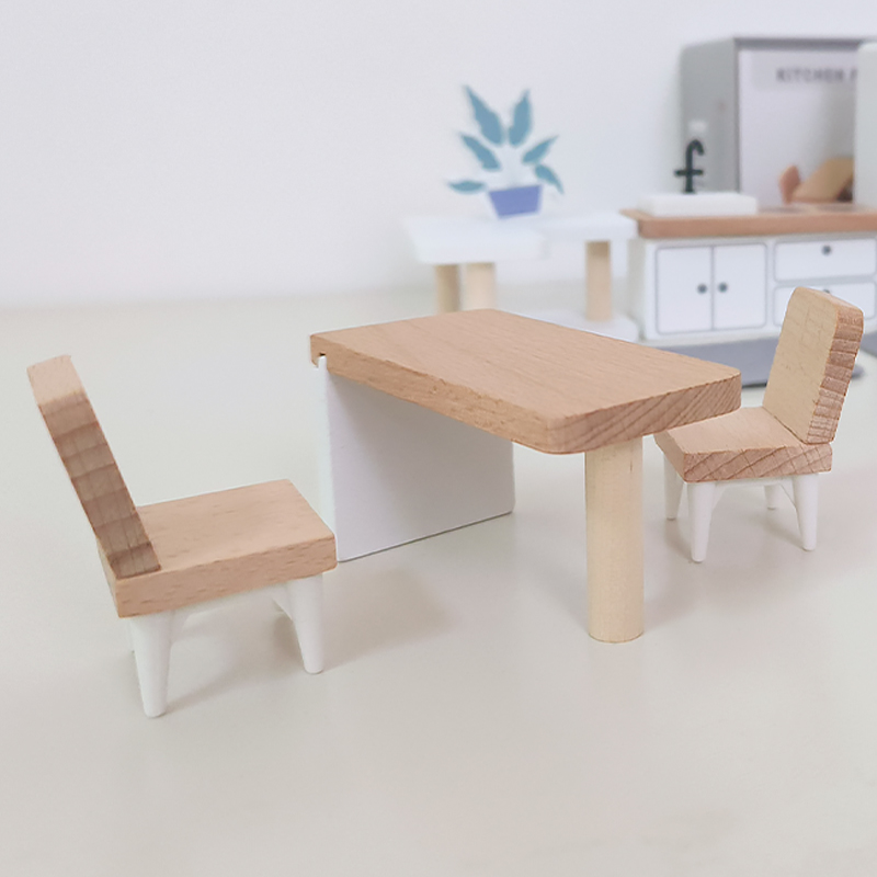 Children Role Play Toy Pretend Mini Wooden Kitchen Toys Simulation Kids Doll House Bathroom Bedroom Wooden Furniture Toys