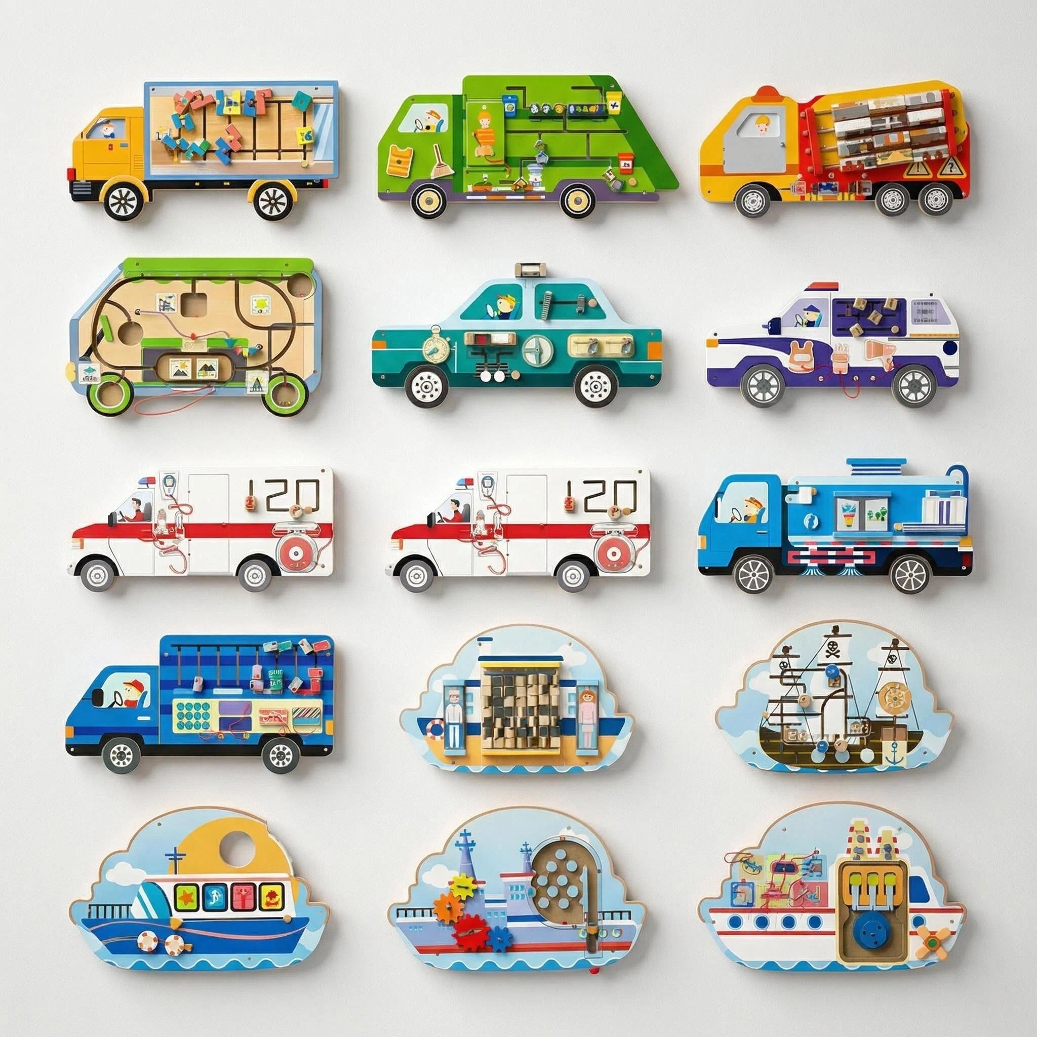 Wooden Vehicle Wall Toys | 100+ Designs | Montessori STEM Educational | Interactive Sensory Play | Ages 2-13 | Ready Stock