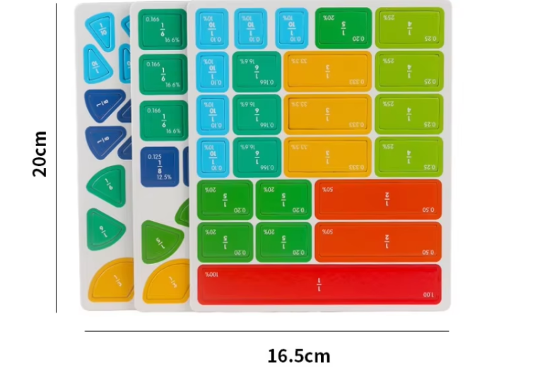 Wooden Fraction Puzzle Magnetic Book Kids Math Learning Toys