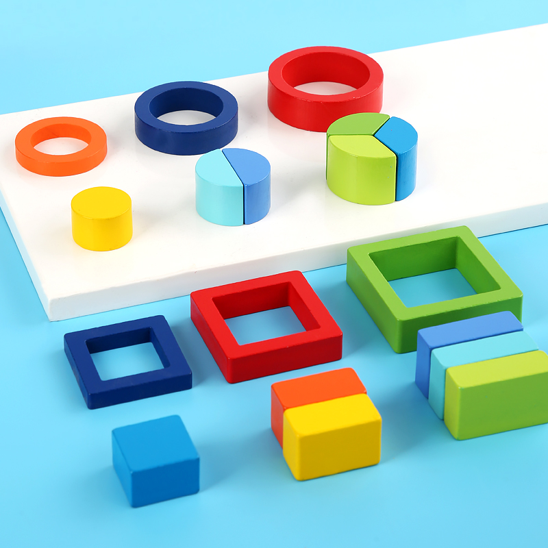 Wooden Geometric Shape Cognition Board Preschool Learning Educational Game Montessori 3D Matching Puzzle Sorting Math Toy