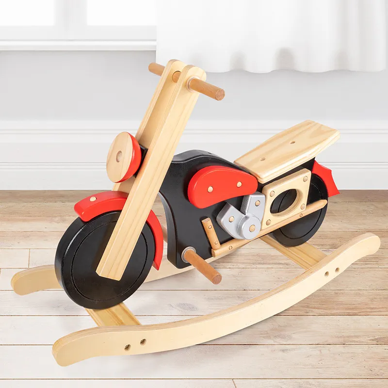 Wooden Children's Motorcycle Rocking Horse detail