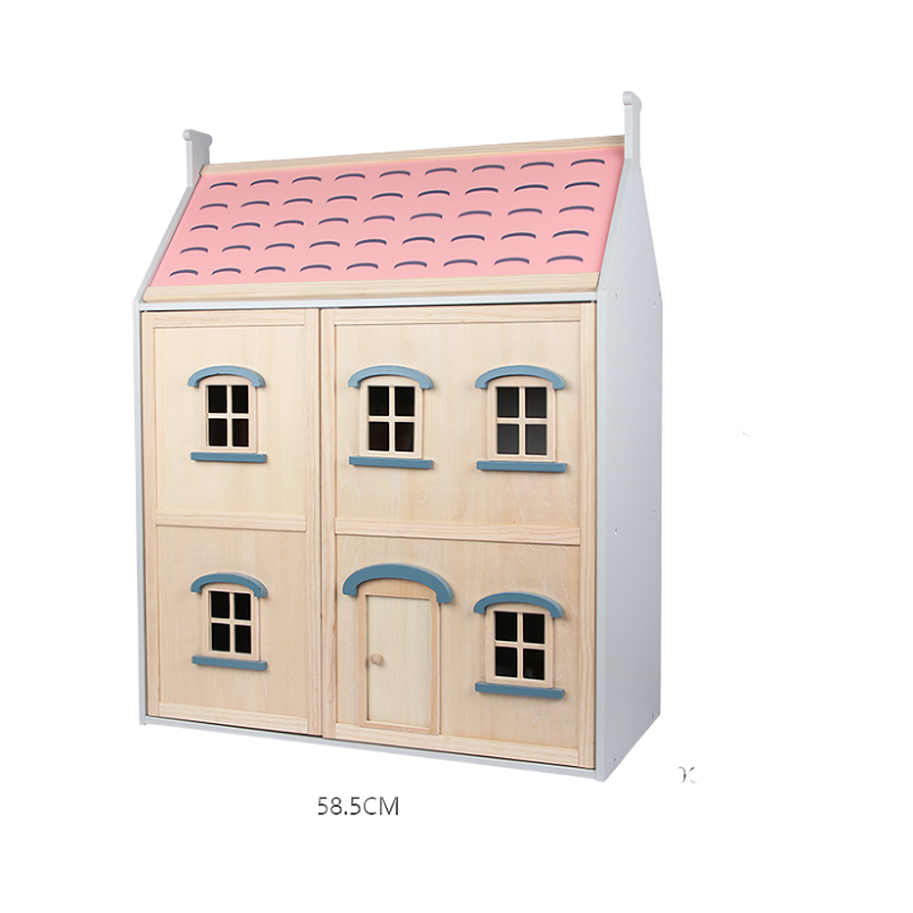 Luxury 4 Rooms Pretend Play Children Educational Toys Wooden Castle Villa Doll House Playground Play Princess House Set Wood OEM