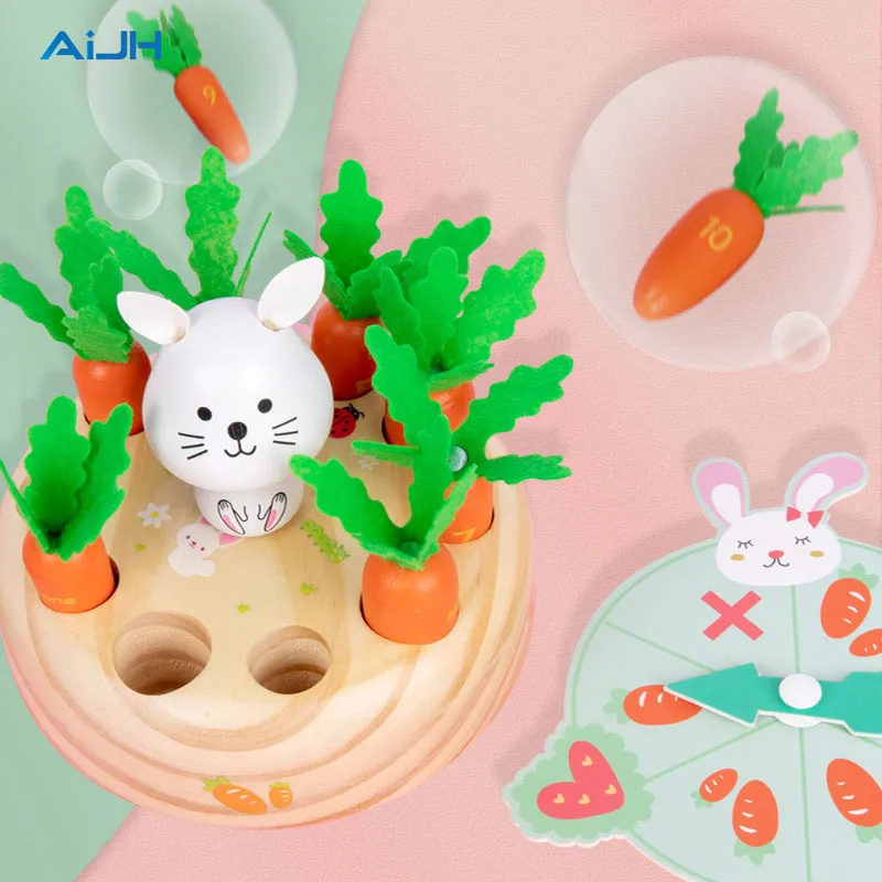 Montessori Style Wooden Carrot Pulling Game With Magnetic Worms For Kids Fine Motor Skills Development Sensory Learning Toy for Kids