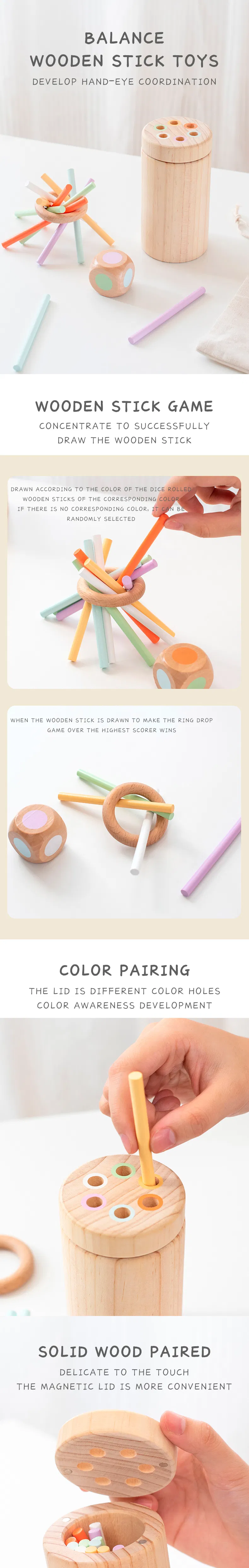Toddler Safe Wooden Balance Stick Educational Toy