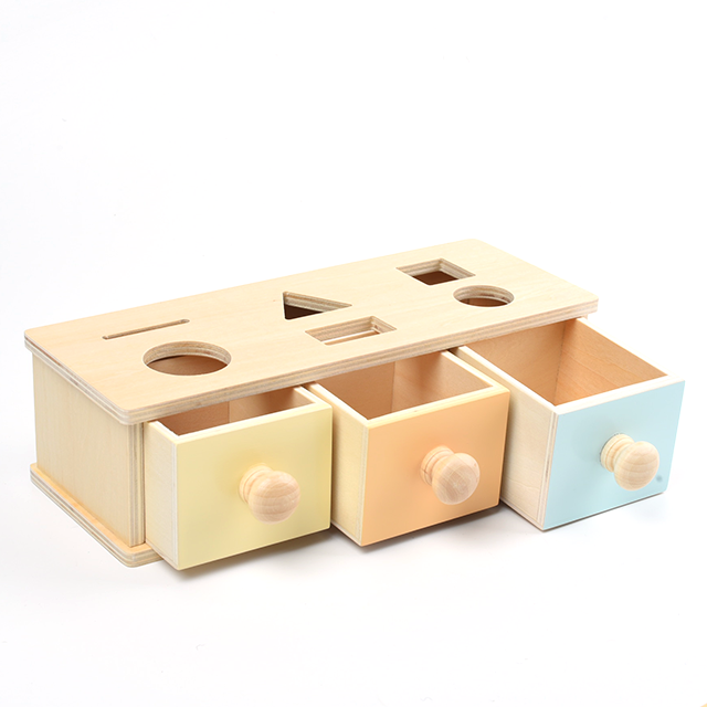 Customized Montessori Early Education 3 In 1 Multi-function Box Coin Box Shape Sorter Wooden Baby Toys