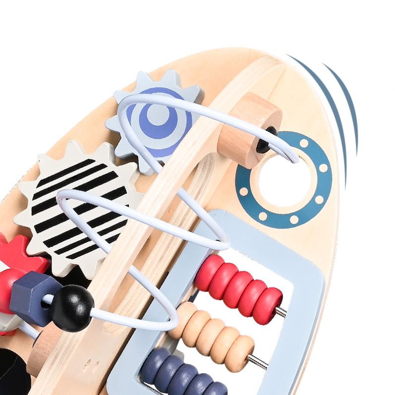 Stem Developmental Birthday Gifts Baby Space Model Toy Rocket Bead Maze Wooden Toys Activity Cube
