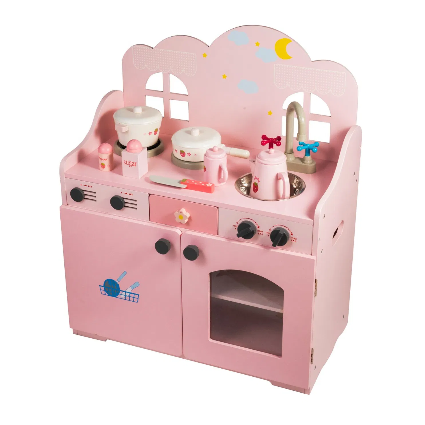 Fine Motor Skill Development Pink Star Kitchen Wooden Toy Set for Kids