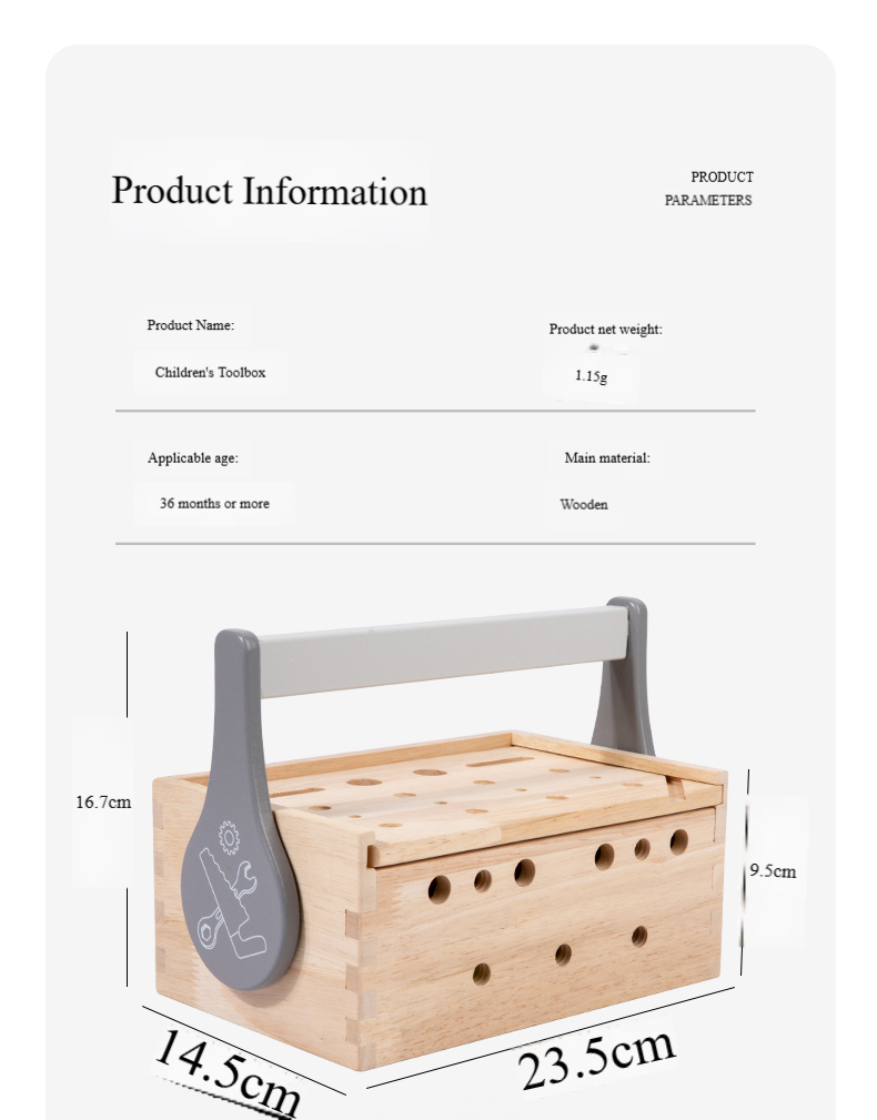 Children's Wooden Toolbox Toy Detail 9