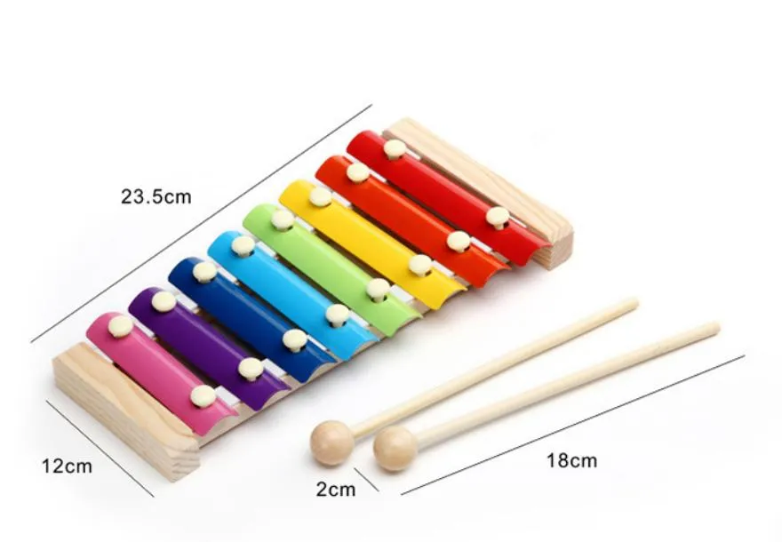 Wooden Kids Musical Percussion Instruments Toys Xylophone 8-Tone Instrumental Games Educational Toys