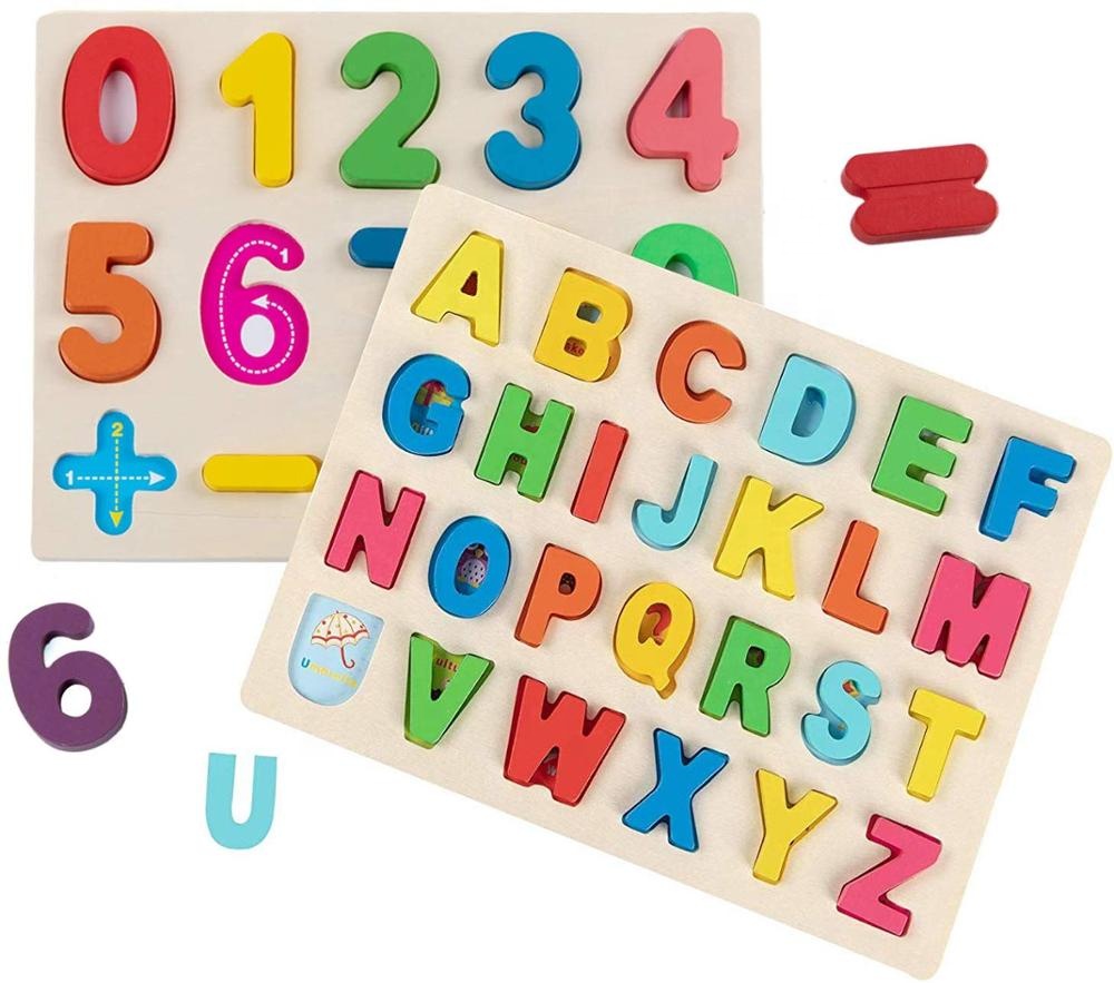 3D Digital Alphabet ABC 123 Puzzle Jigsaw Puzzle Wooden Toy Alphabet Letters