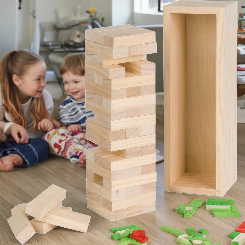Unisex Wooden Blocks Stacking Game Fun DIY Educational Toy for 2-7 Years Sports Themed Model for Couples and Groups