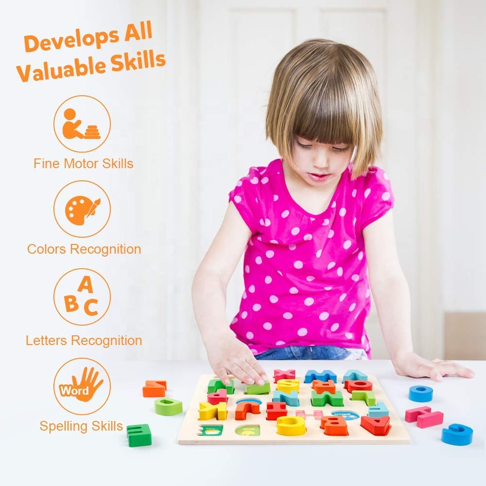 3D Digital Alphabet ABC 123 Puzzle Jigsaw Puzzle Wooden Toy Alphabet Letters