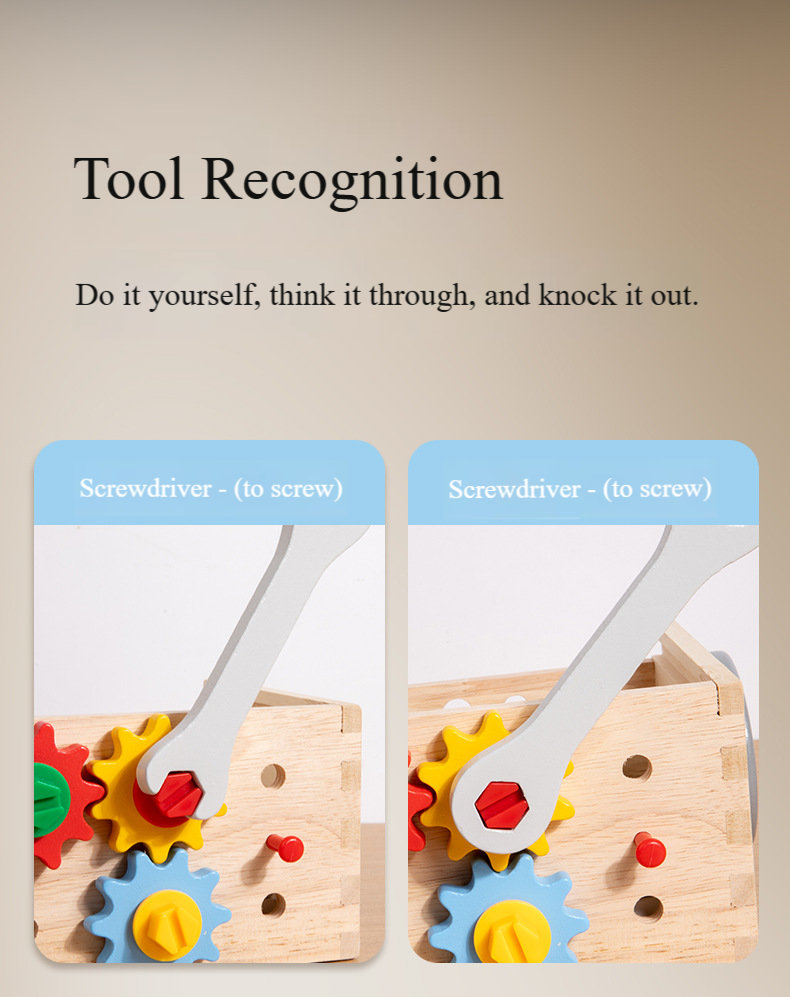 Children's Wooden Toolbox Toy Detail 4