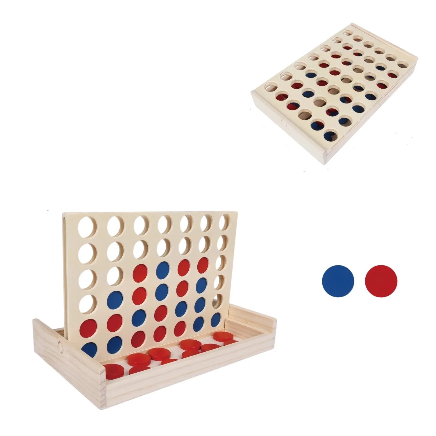 Children's Educational Wooden Four Player Connect Four Game-Giant 4 in a Row Eco-friendly Board Game Board Game Four in a Row