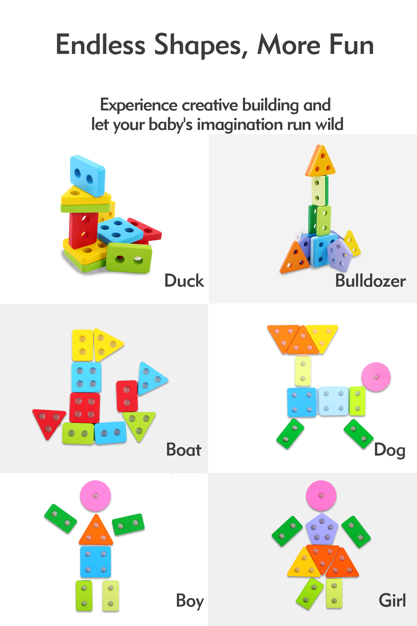 Montessori Wooden Sensory Toys for Kids 1-2 Years Educational Gear Shape Sorting Stacker