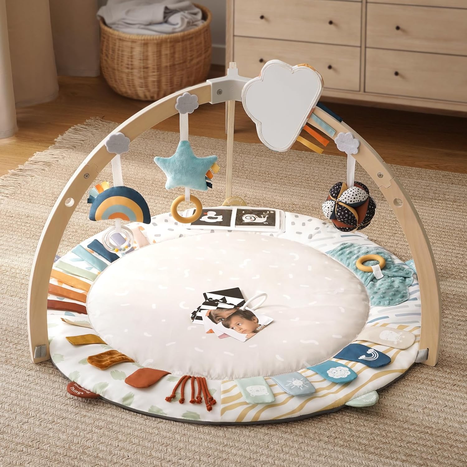 Crystal Montessori Educational Sensory Hanging Toys Wooden Activity Gym for Newborns