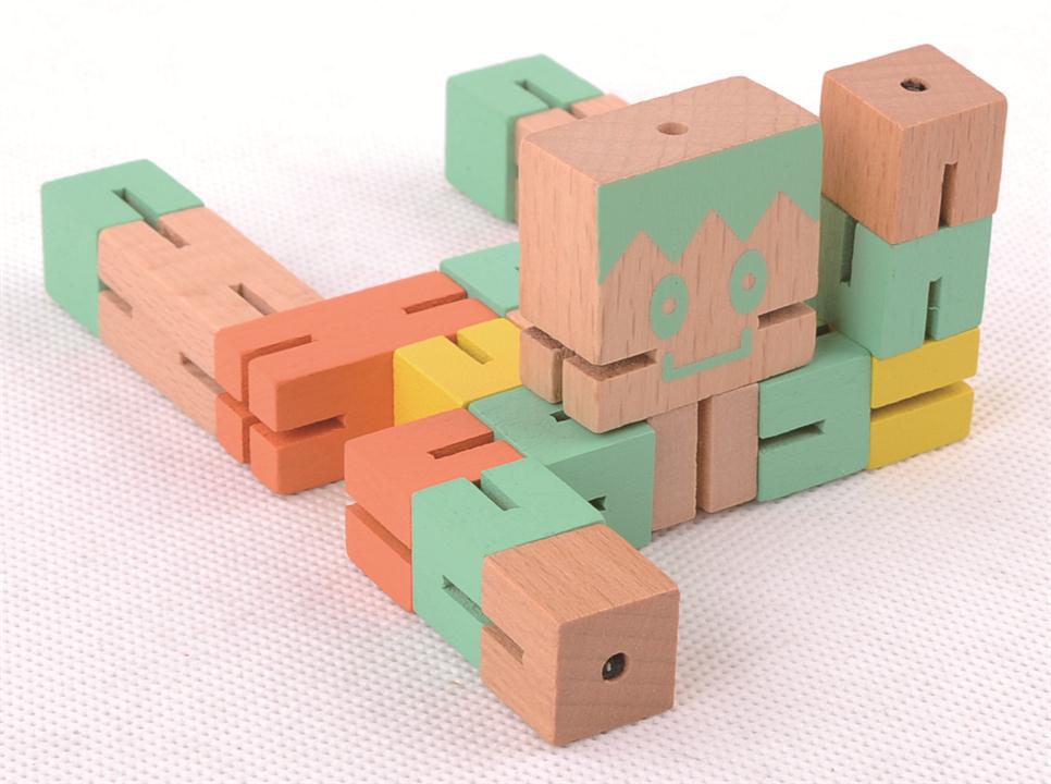 Intellectual Development Stacking Puzzle Creative Games 3D Wood Foldable Magic Cube Toys Robot Puzzle