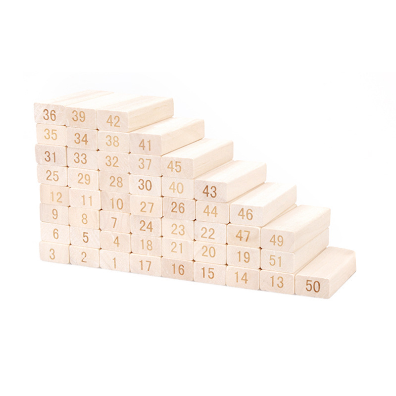 Wooden Educational Toy Primary Color 54-Piece Large Stacking Blocks Desktop Game Block Set Baby Color Box Packaging
