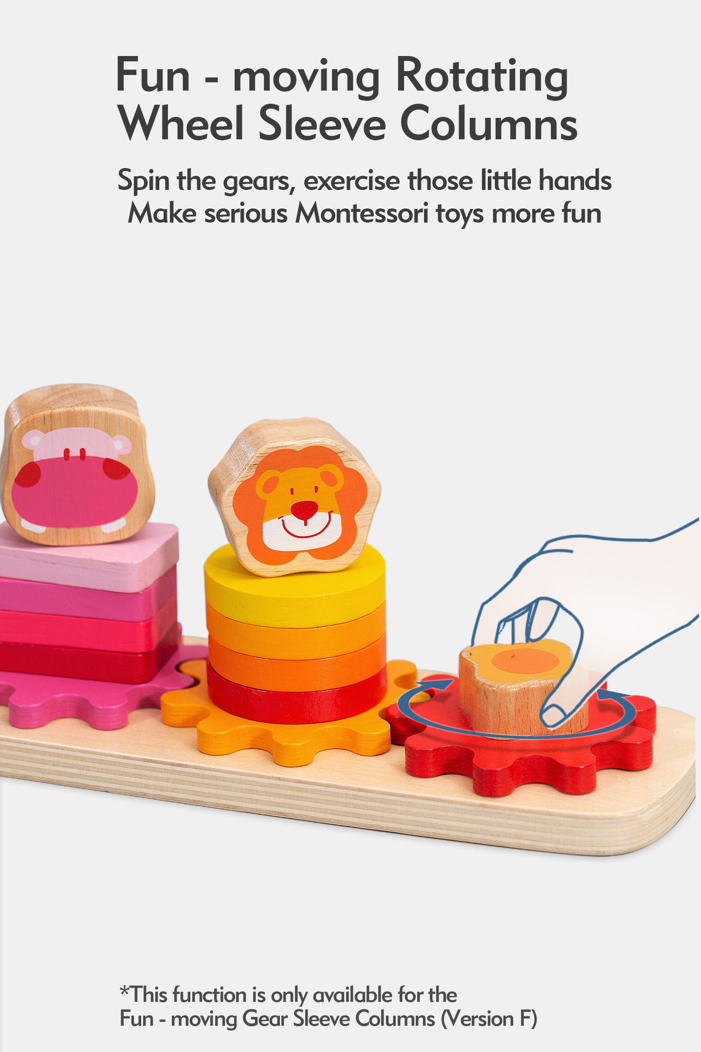 Montessori Wooden Sensory Toys for Kids 1-2 Years Educational Gear Shape Sorting Stacker