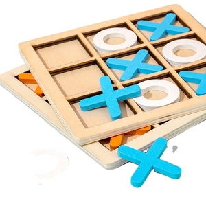 Montessori Wooden Tictactoe Board Puzzle Games Kindergarten Logical Thinking Training Educational Toys for Kids Boys and Girls