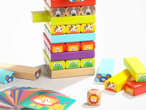 Crystal High Quality Montessori Wooden Educational Tumbling Tower Toy Animal Stacking Building Blocks for Ages 2-6